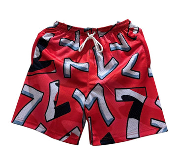 7 Stitches - Red Camo mesh shorts