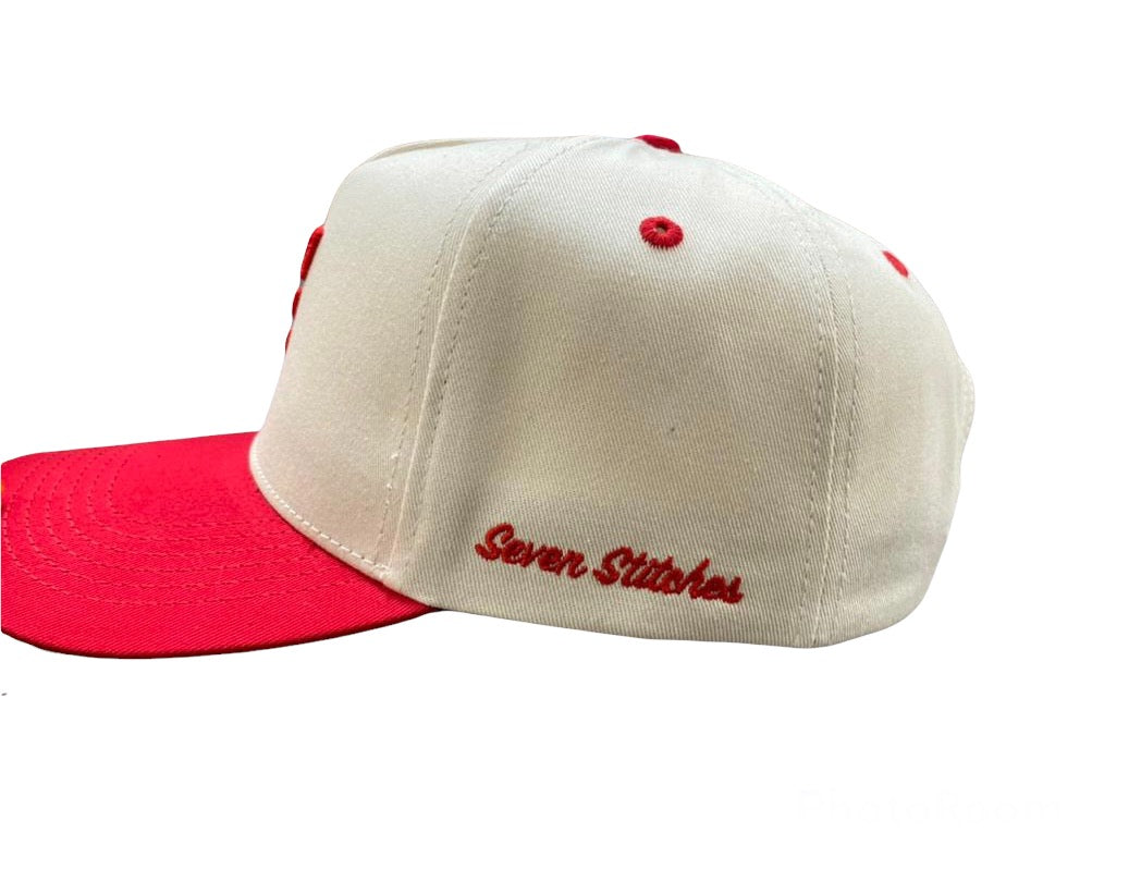 Cap Baseball ( Cream/Red) 7 Stitches